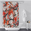 Modern Red and Black Floral Shower Curtain - Deja Blue Studios