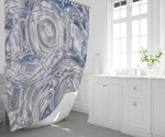 Blue and Gray Abstract Swirl Shower Curtain - Deja Blue Studios