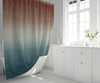 Southwest Sunset Blue and Burnt Auburn Gradient Shower Curtain - Deja Blue Studios