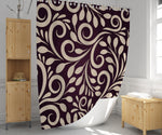 Large Ornate Pattern Beige and Burgundy Shower Curtain - Deja Blue Studios