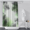 Green and Black Abstract Smoked Ice Shower Curtain - Deja Blue Studios