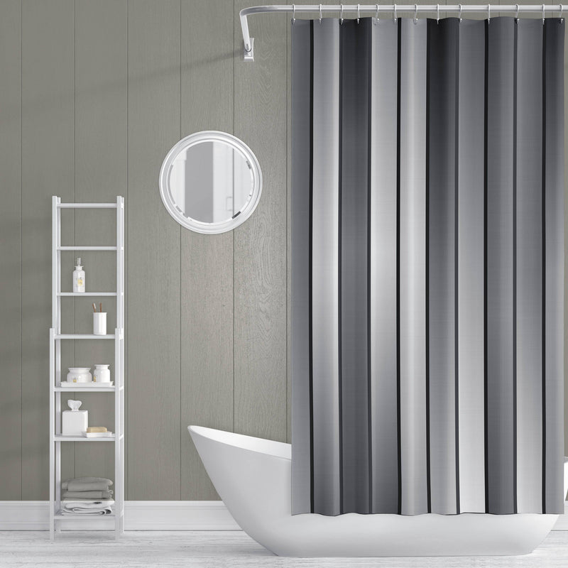 Grayscale Monochrome Striped Shower Curtain - Deja Blue Studios