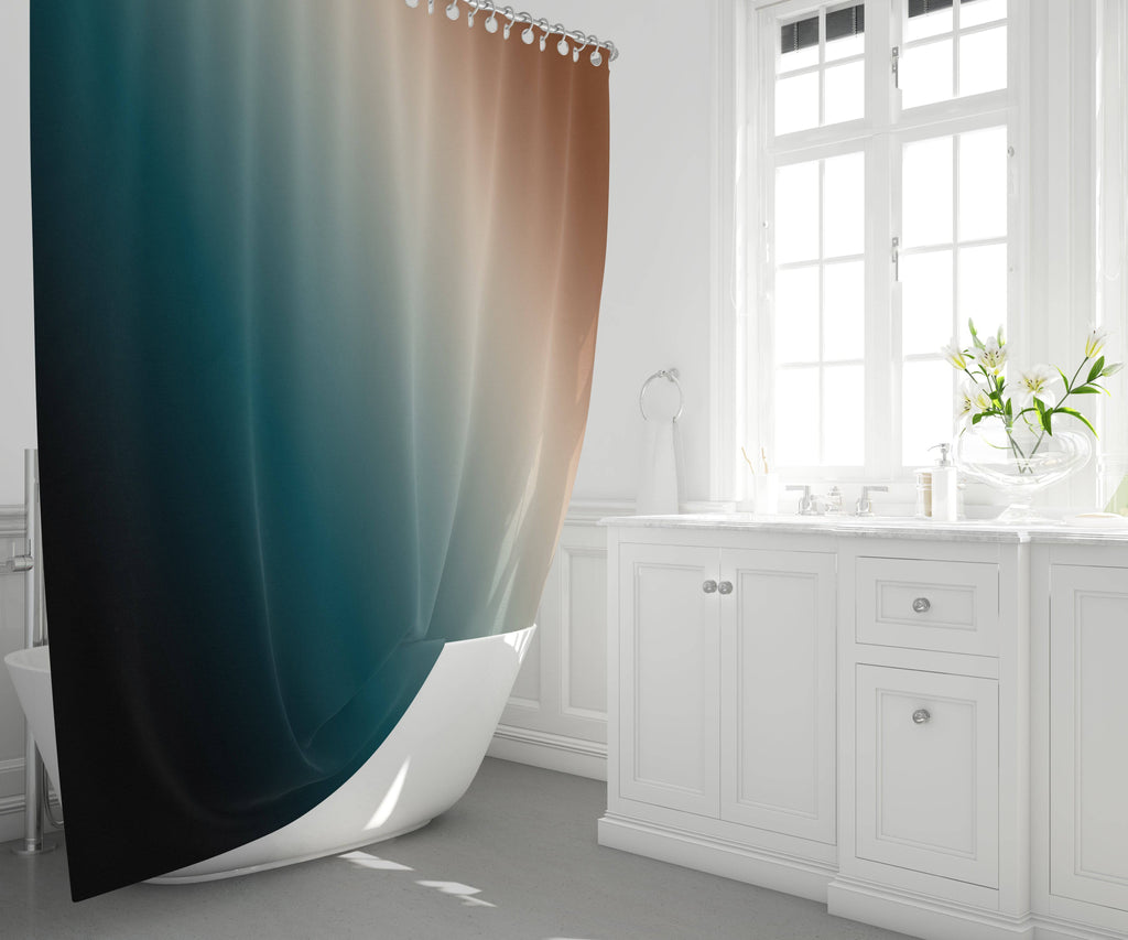 Black and Tan Ombre Gradient Shower Curtain - Deja Blue Studios