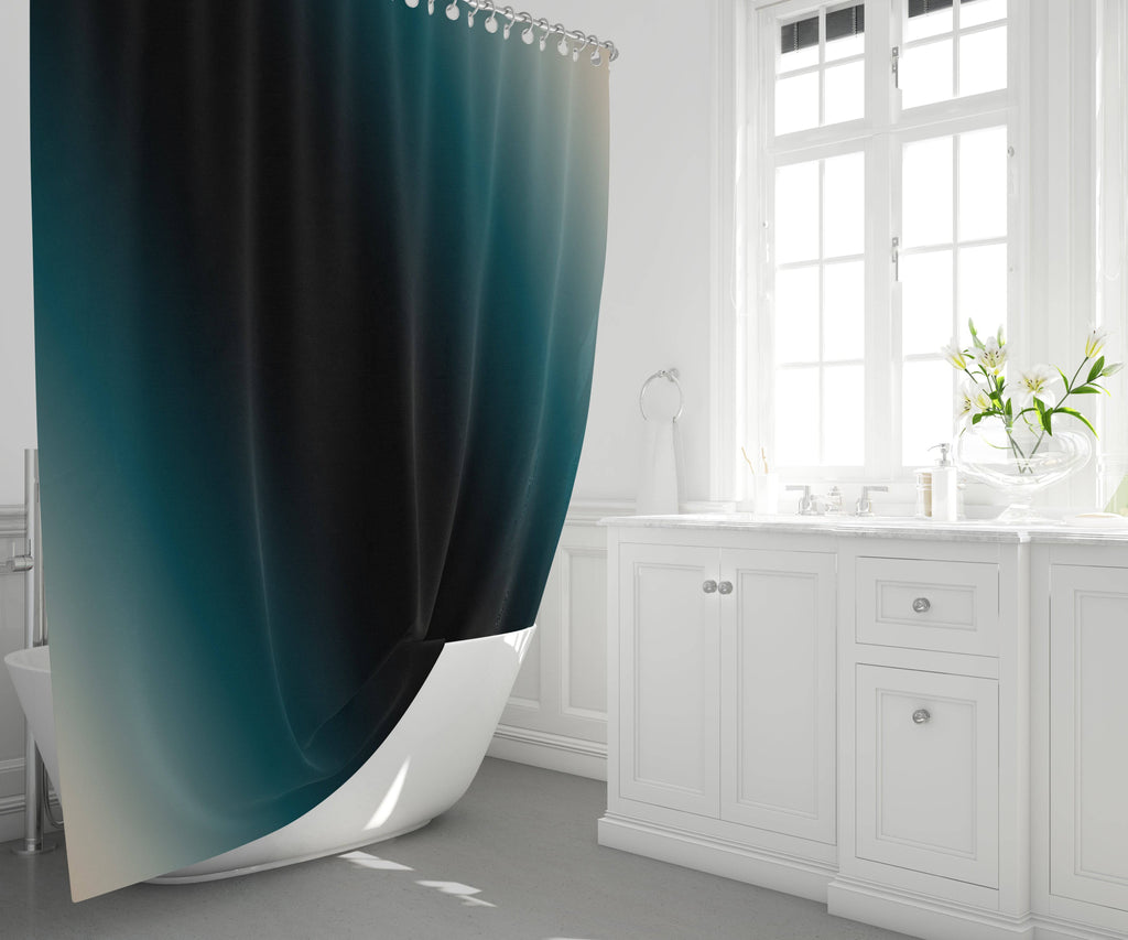 Forest Black and Green Ombre Gradient Shower Curtain - Deja Blue Studios