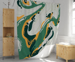 Green Acrylic Paint Swirl Shower Curtain - Deja Blue Studios
