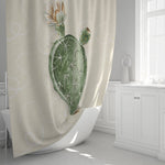 Whimsical Green Cactus Shower Curtain - Deja Blue Studios