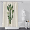 Chic Green Cactus on Beige Shower Curtain - Deja Blue Studios