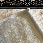Beige and Burgundy Damask Pattern Fleece Sherpa Blanket | Large 68" x 80" Size - Deja Blue Studios