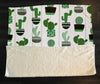 Whimsical Green Cactus on White Wood Print Fleece Sherpa Blanket | Large 68" x 80" Size - Deja Blue Studios
