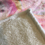 Pink Watercolor Ink Splatter Daisies Fleece Sherpa Blanket | Large 68" x 80" Size - Deja Blue Studios