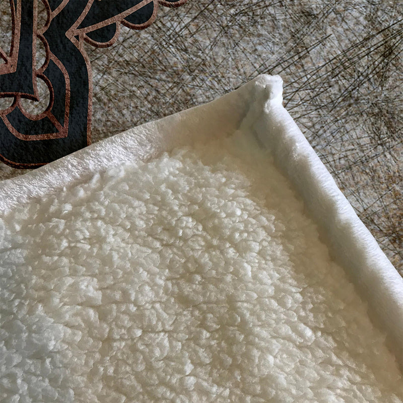 Rustic Grunge Mandala Flower Fleece Sherpa Blanket | Large 68" x 80" Size - Deja Blue Studios