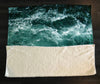 Nautical Green and Blue Ocean Waves Fleece Sherpa Blanket | Large 68" x 80" Size - Deja Blue Studios