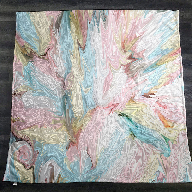 Pink Pastel Abstract Swirl Fleece Sherpa Blanket | Large 68" x 80" Size - Deja Blue Studios