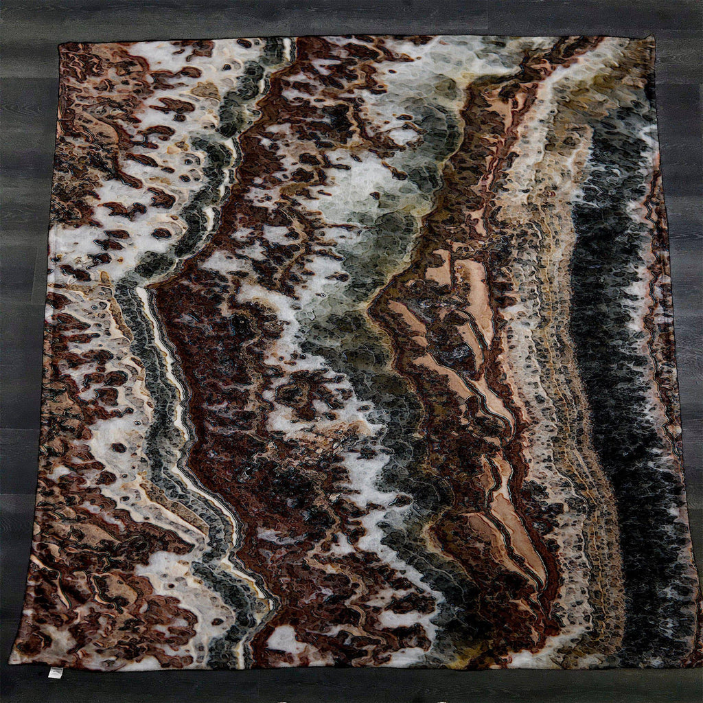 Brown Earth Tone Agate Fleece Sherpa Blanket | Large 68" x 80" Size - Deja Blue Studios