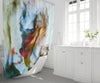 Watercolor Style Blue and Orange Smoke Print Shower Curtain - Deja Blue Studios