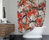 Modern Red and Black Floral Shower Curtain - Deja Blue Studios