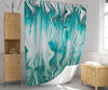 Aqua Green and White Abstract Smoke Shower Curtain - Deja Blue Studios