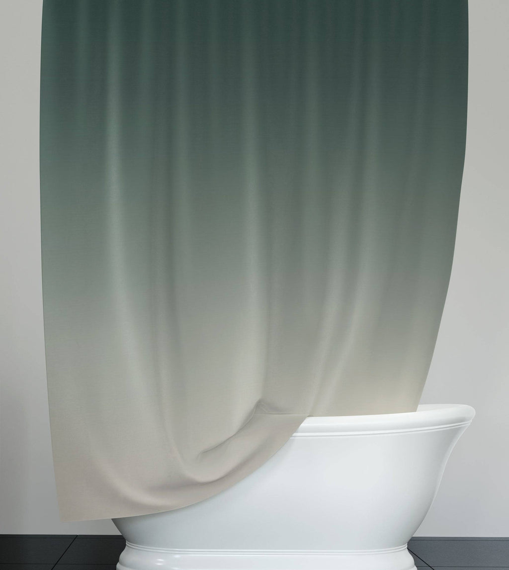 Green to Beige Ombre Gradient Shower Curtain - Deja Blue Studios