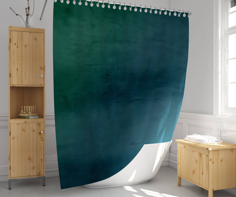 Green and Blue Grunge Ombre Shower Curtain - Deja Blue Studios