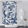 Blue and White Color Swirl Shower Curtain | Colored Marble Print - Deja Blue Studios