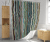 Wavy Green and Blue Striped Shower Curtain - Deja Blue Studios