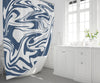 Blue and White Color Swirl Shower Curtain | Colored Marble Print - Deja Blue Studios