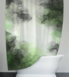 Green and Black Abstract Smoked Ice Shower Curtain - Deja Blue Studios