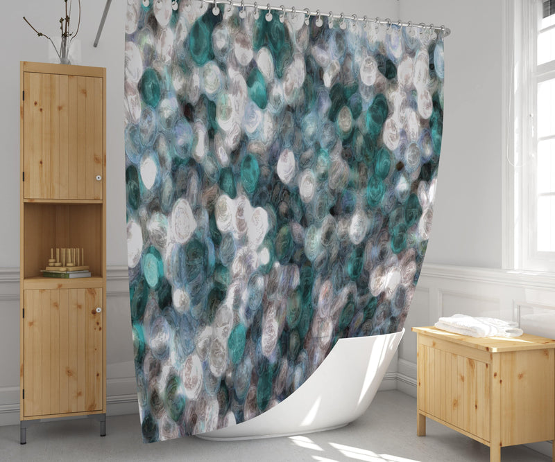 Blue, Teal and White Watercolor Shower Curtain | Decorative Bathroom Decor - Deja Blue Studios