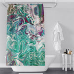 Aqua Teal Marbled Swirl Shower Curtain - Deja Blue Studios