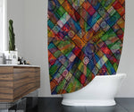 Mandala Watercolor Blocks Shower Curtain - Deja Blue Studios