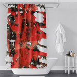 Red and Black Abstract Paint Splatter Shower Curtain - Deja Blue Studios