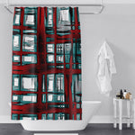 Red and Blue Action Stripe Shower Curtain - Deja Blue Studios