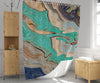 Beige and Teal Abstract Color Swirl Shower Curtain - Deja Blue Studios