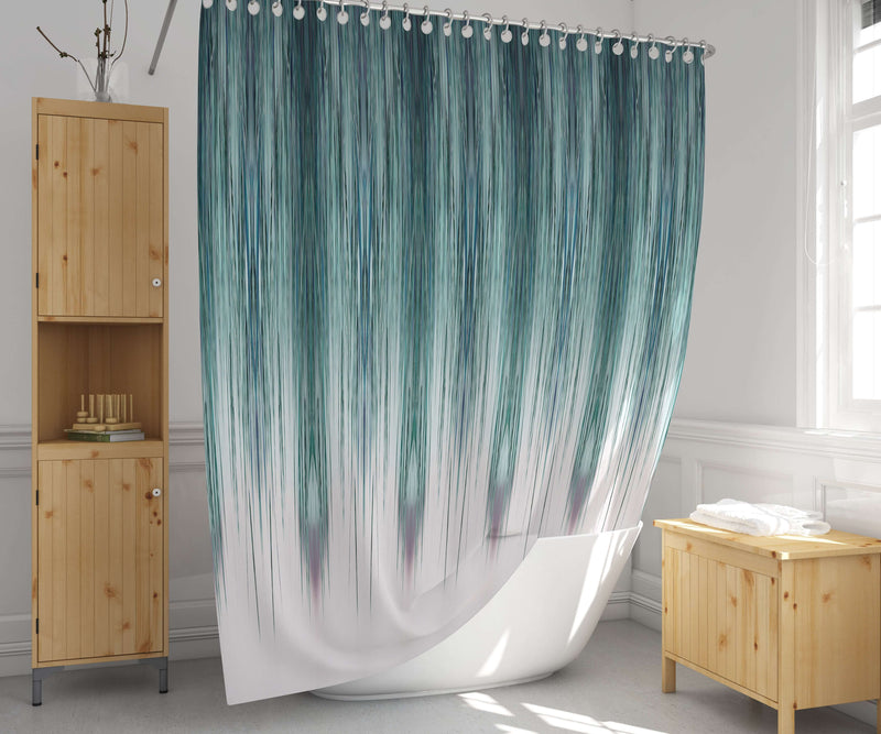 Aqua Green and Blue Peacock Rain Shower Curtain - Deja Blue Studios