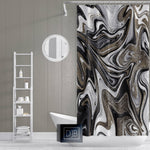 Black, Gold and Gray Color Swirl Shower Curtain | "White Tiger" | Abstract Bathroom Decor - Deja Blue Studios