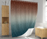 Southwest Sunset Blue and Burnt Auburn Gradient Shower Curtain - Deja Blue Studios