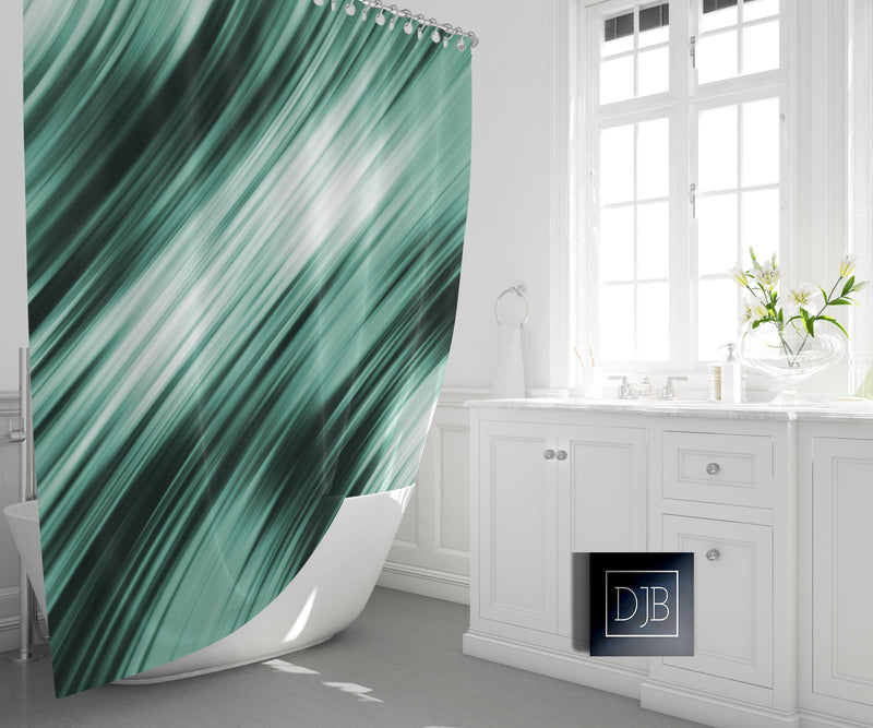Aqua Mint Green Ripple Pattern Abstract Shower Curtain - Deja Blue Studios