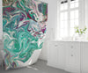 Aqua Teal Marbled Swirl Shower Curtain - Deja Blue Studios