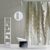 White and Earth Tone Wavy Striped Shower Curtain | Abstract Lines - Deja Blue Studios