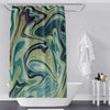 Marble Swirl Watercolor Boho Style Deep Ocean Shower Curtain - Deja Blue Studios