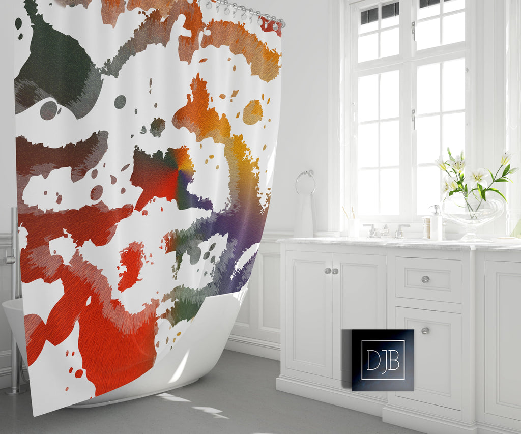 Bright Multi-Color Paint Splatter Print Shower Curtain - Deja Blue Studios