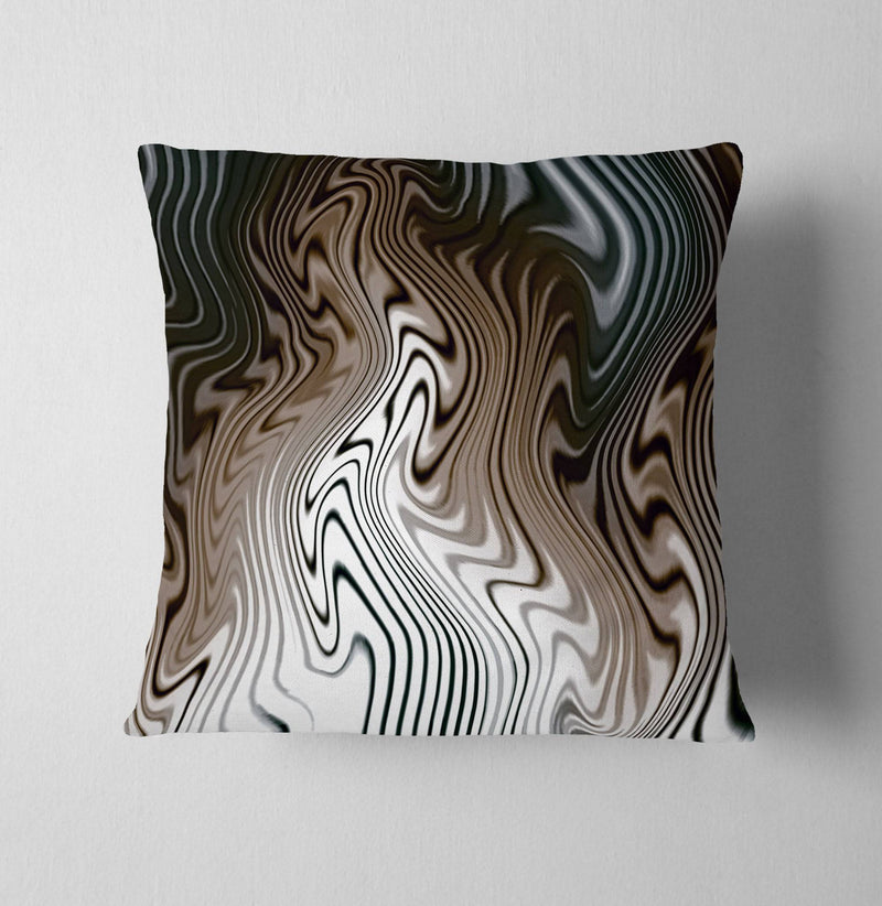 Dark Chocolate Modern Abstract Lines Throw Pillows - Deja Blue Studios