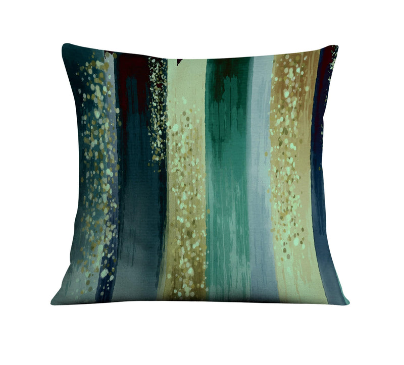 Nautical Green Boho Watercolor Striped Throw Pillow - Deja Blue Studios