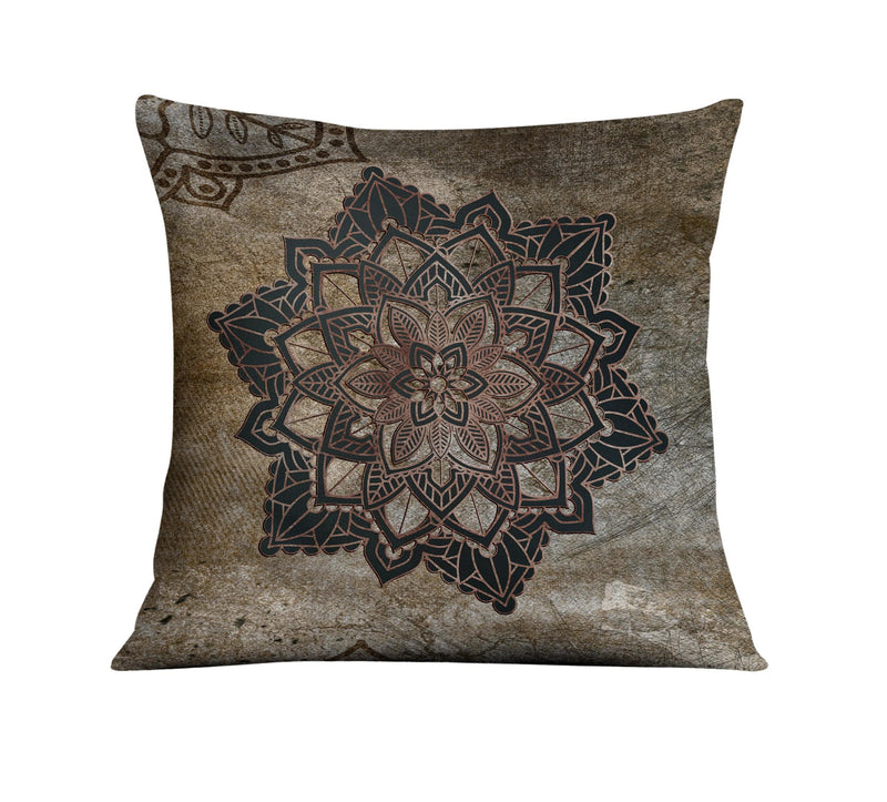 Rustic Grunge Mandala Throw Pillow - Deja Blue Studios