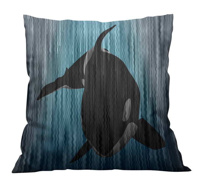 Deep Ocean Blue Killer Whale Throw Pillow - Deja Blue Studios