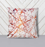 Red and Orange Ink Splatter Marble Throw Pillow - Deja Blue Studios