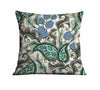 Green and Blue Paisley Throw Pillows | Square and Rectangle Pillows - Deja Blue Studios