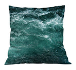 Aqua Green Ocean Waves Throw Pillow | Blue and Green - Deja Blue Studios