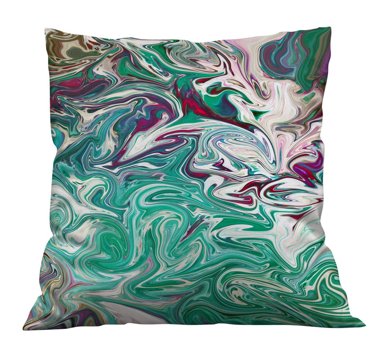 Aqua Teal Marbled Swirl Throw Pillow - Deja Blue Studios