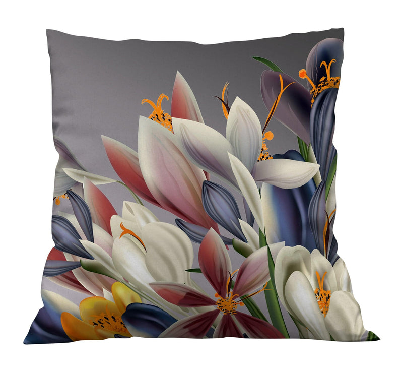 Modern Gray Floral Throw Pillow - Deja Blue Studios